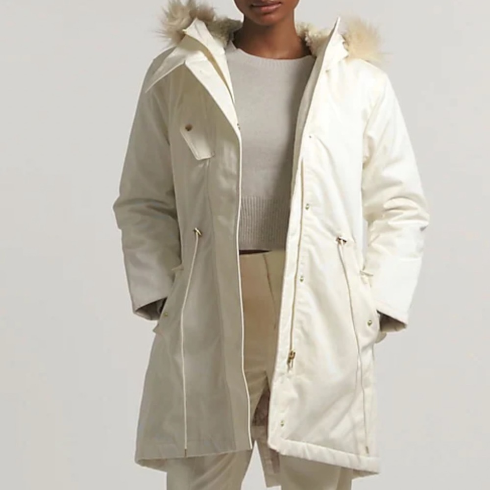 J crew new perfect winter parka jacket ivory white heavyweight